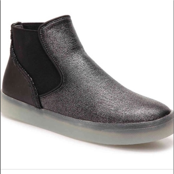 Sam Edelman Margot Black metallic Ankle boot Chelsea Boot High top Sneaker - Picture 2 of 8